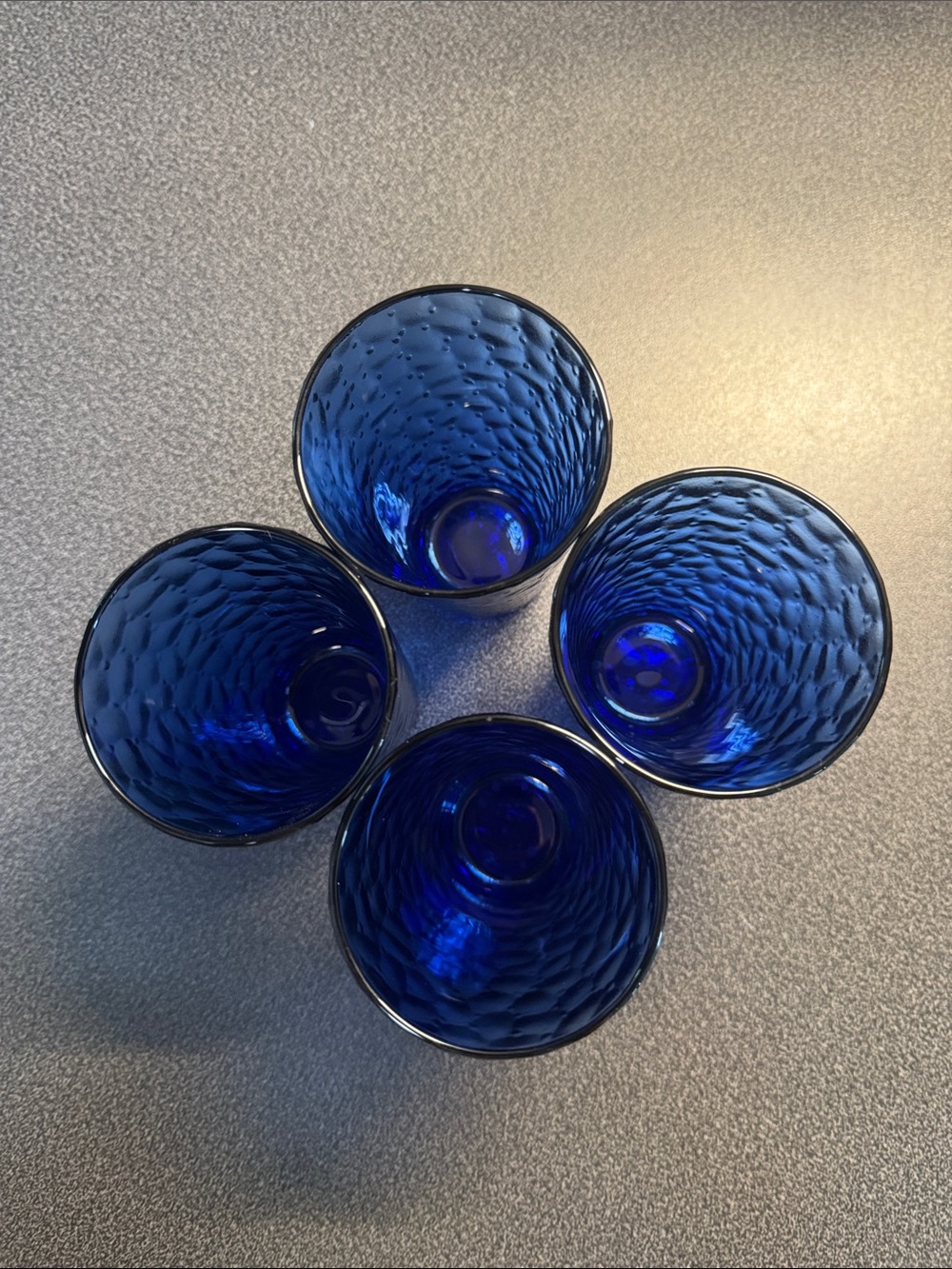 Cobalt Blue Textured Glass Tumbler Set - 4 Pack - Picture 3 of 4